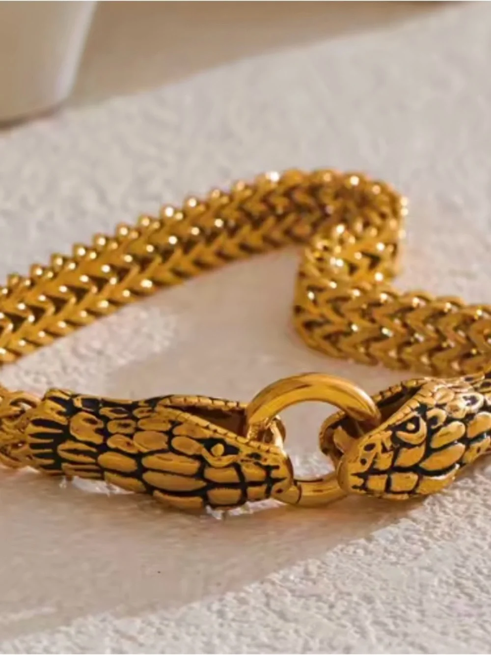 Unisex 18 K gold plated snake head Bracelet